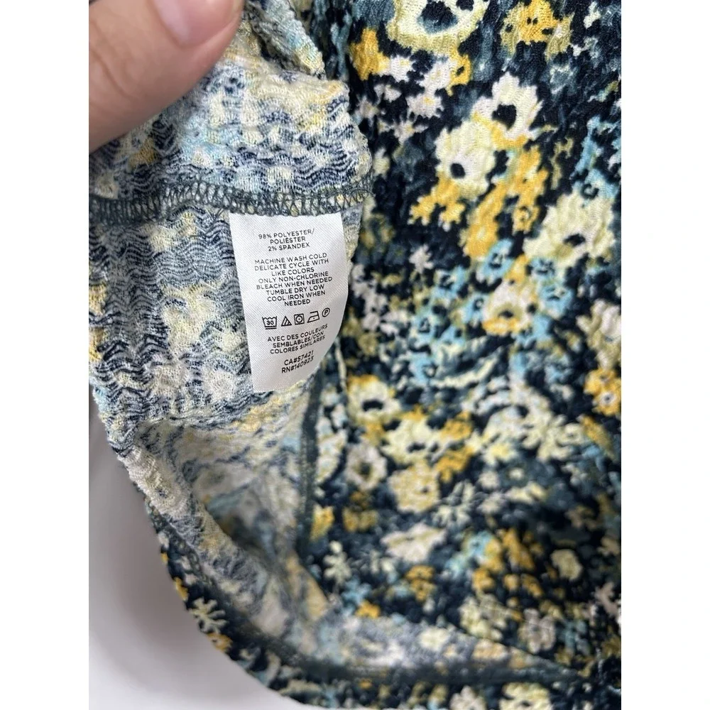 Loft Womens Micro Floral Puff Sleeve Top Size M Cottagecore Boho‎ Prairie Spring